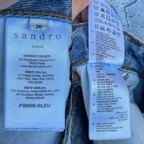 SANDRO MIREN STEPPED HEM STRAIGHT JEANS EU36/27 - Picture 13 of 15